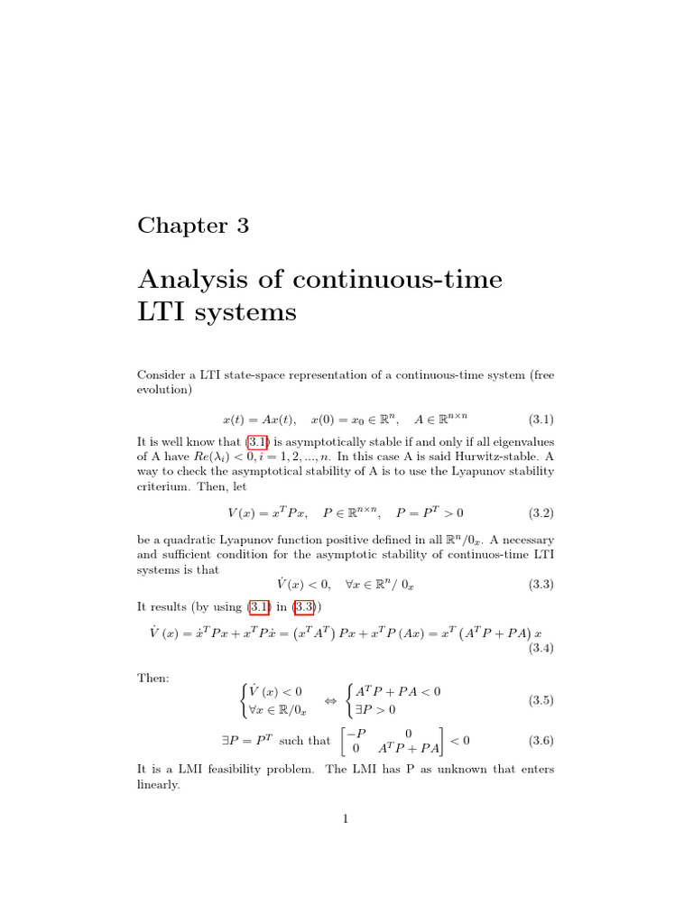 LTI System Stability Analysis Techniques | PDF | Linear Algebra ...