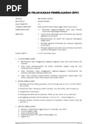 Rpp Kelas X Semester 1 Subjek Tata Bahasa Angka Tata Bahasa