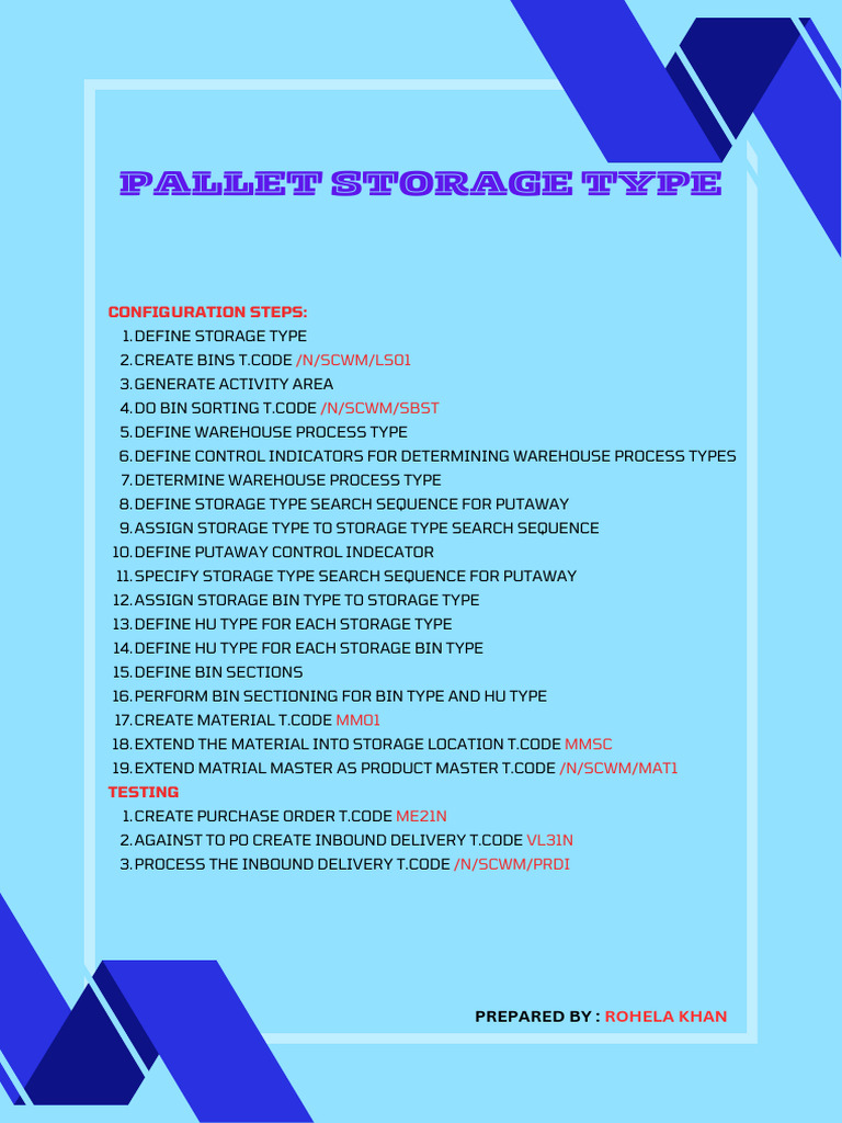 Pallet Storage Type Configuration Guide | PDF | Computing