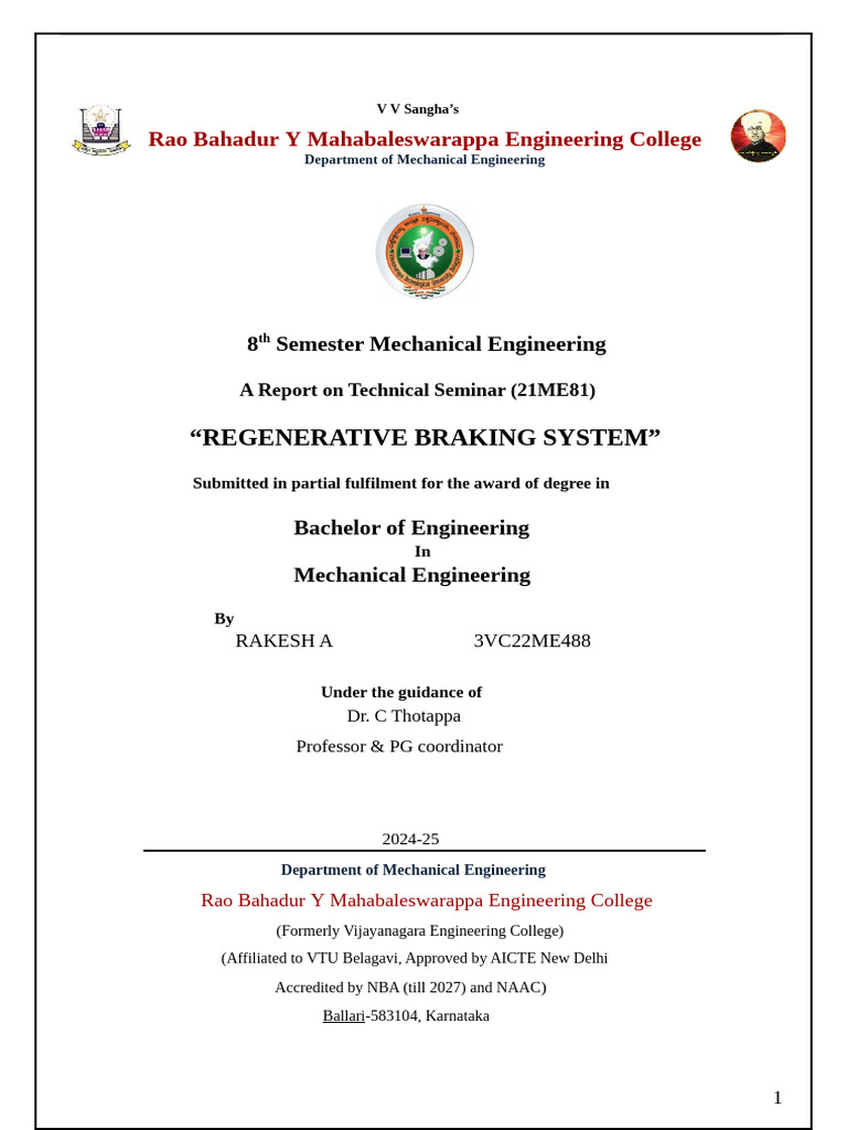 Regenerative Braking System Overview | PDF | Brake | Vehicles
