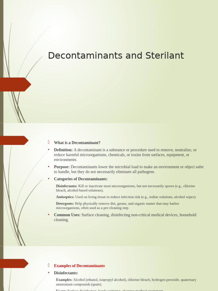 Understanding Decontaminants and Sterilants | PDF | Sterilization ...