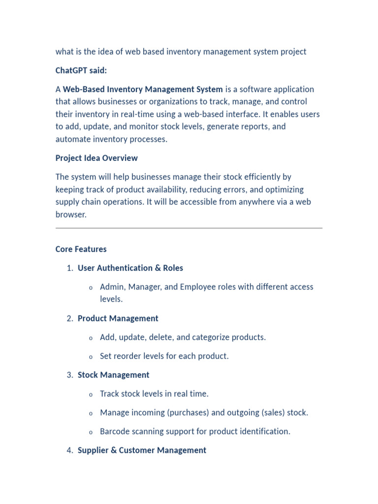 Inventory Management System Project | PDF | Inventory | Barcode