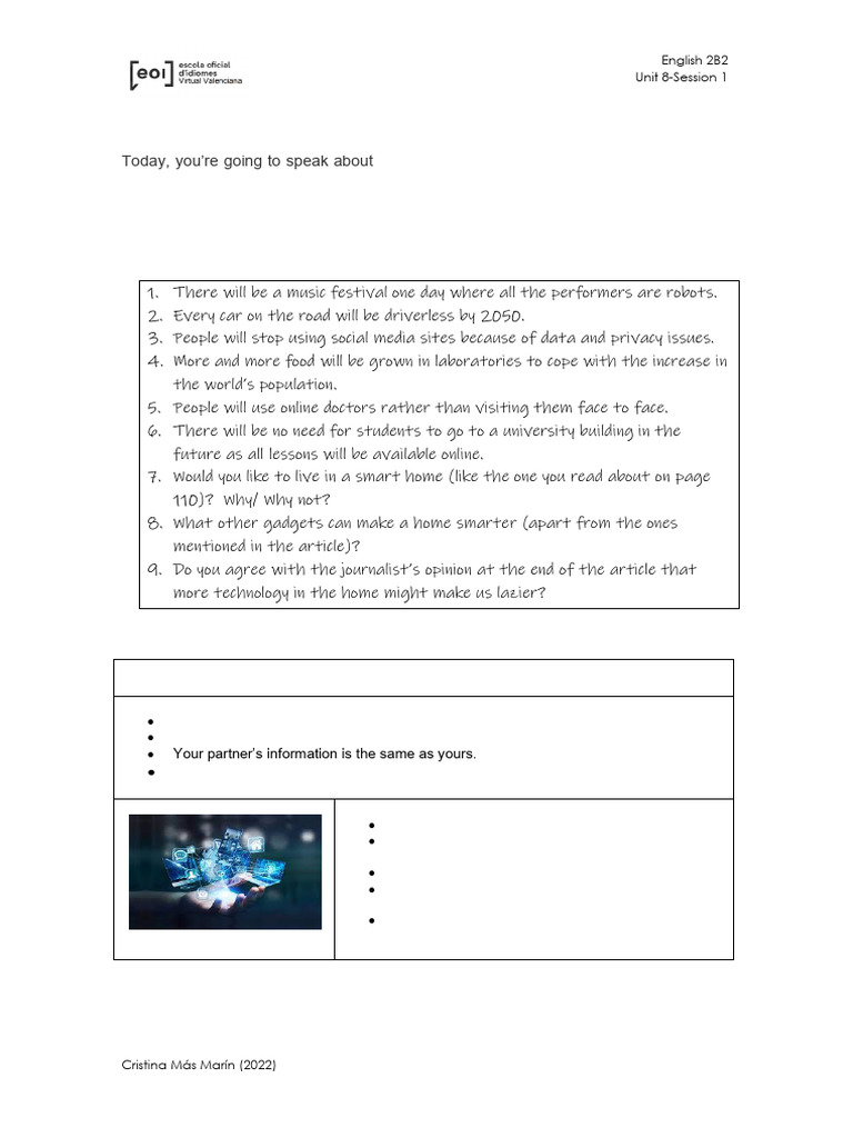 2B2_SPEAKING_CARD_UNIT_8_WEEK_1 | PDF