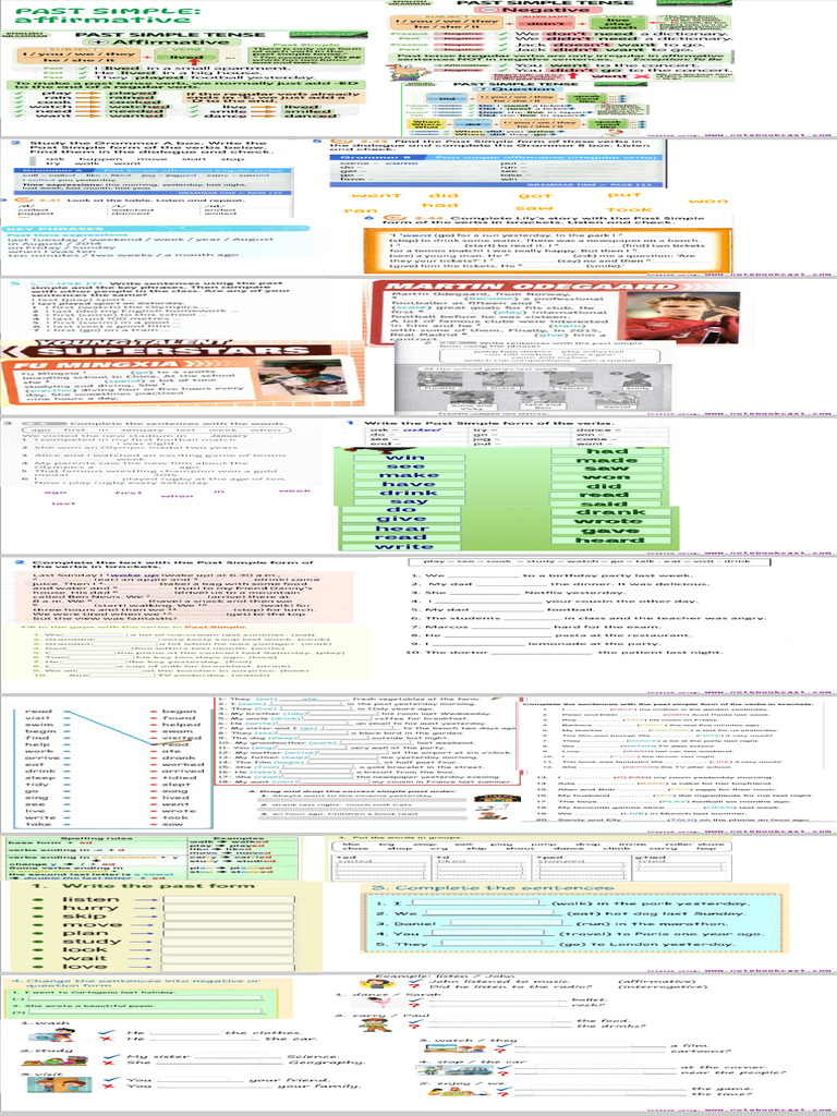 Past Simple Affirmative Forms | PDF