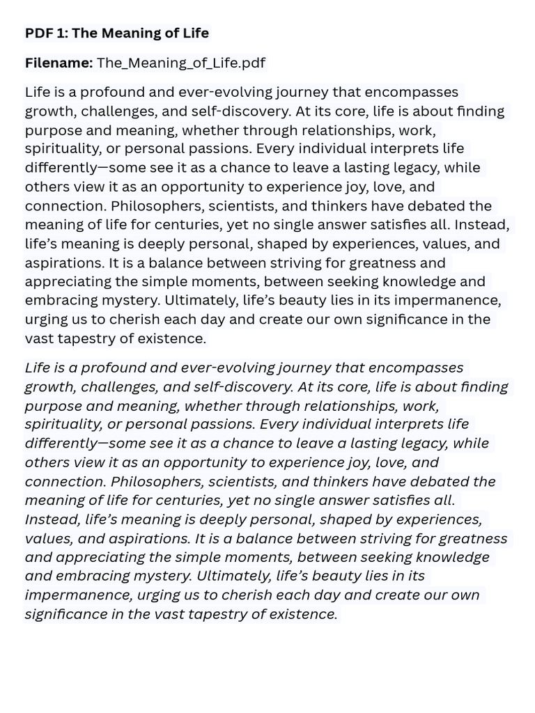 Exploring Life S Meaning Pdf