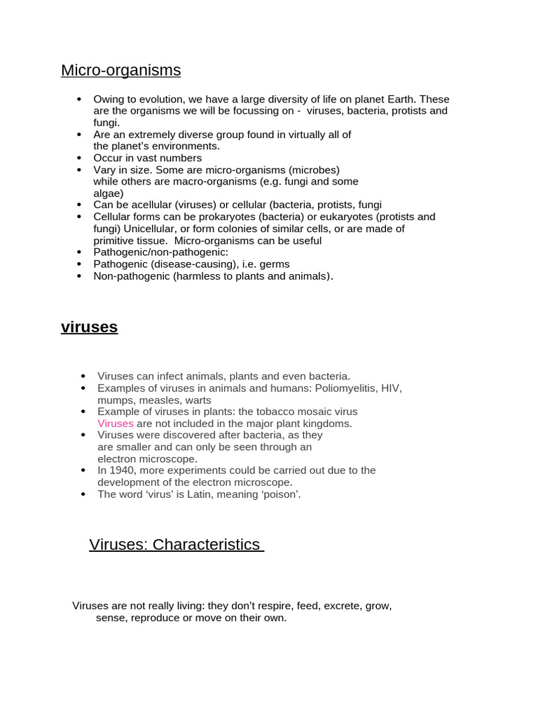 Overview of Micro-organisms and Their Impact | PDF | Tuberculosis ...