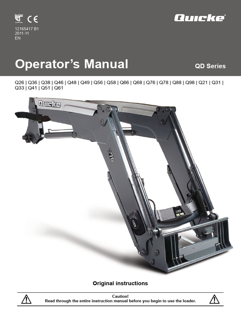QD Series Manual Quicke EN | PDF | Tractor | Loader (Equipment)