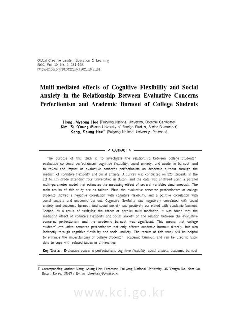 Multi-Mediated Effects of Cognitive Flexibility and Social | PDF