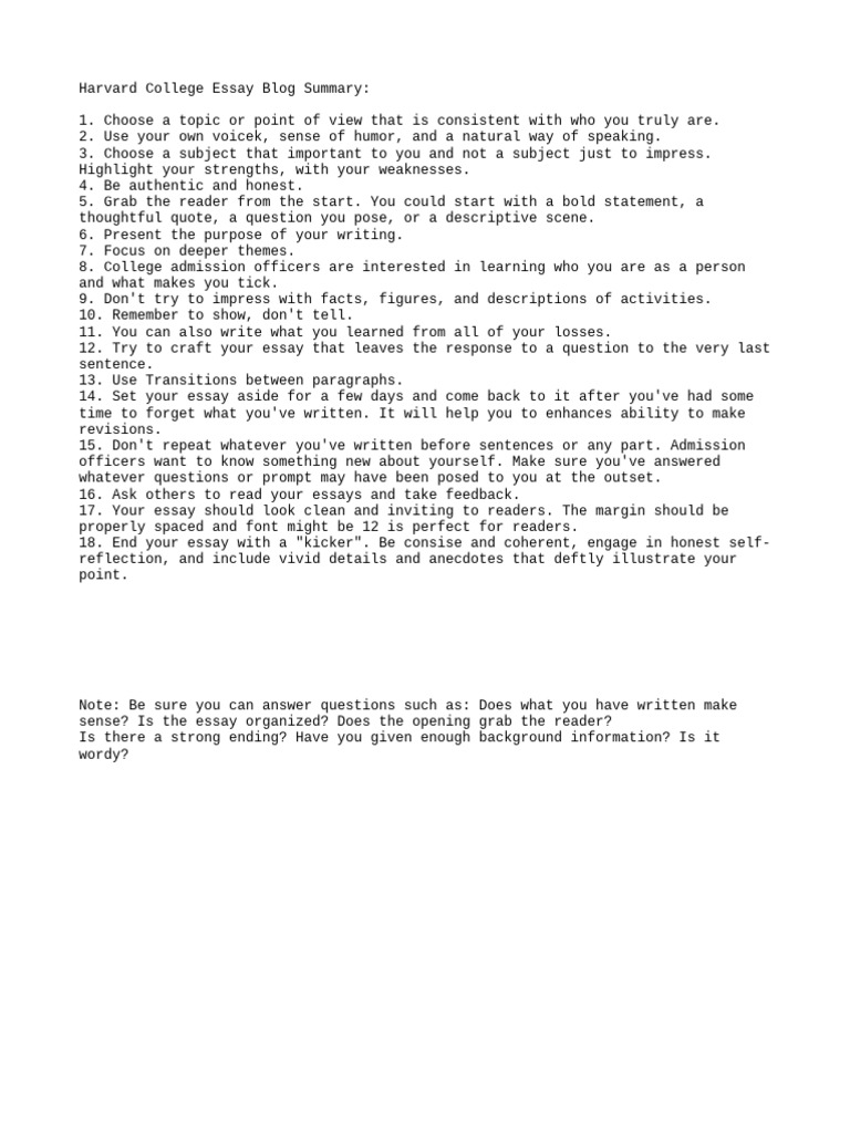 College Essay Note | PDF