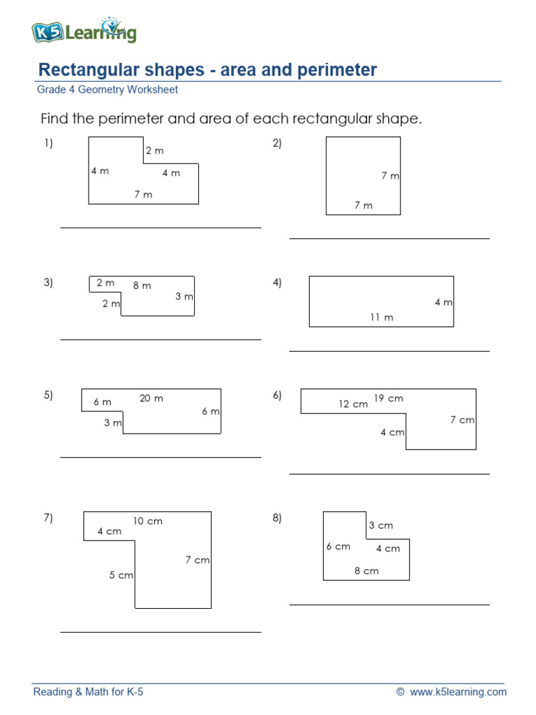 Grade 4 Geometry Rectangular Shapes Area Perimeter D | PDF | Area ...