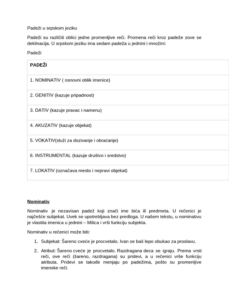 Padeži | PDF