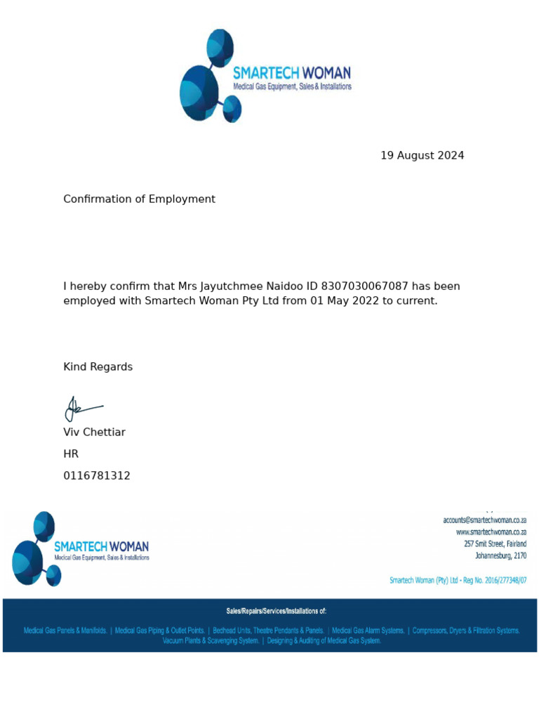 Confirmation of Employment | PDF