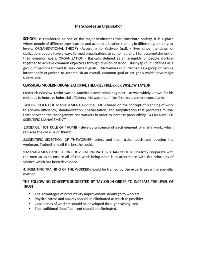 The School As An Organization | PDF | Leadership | Business