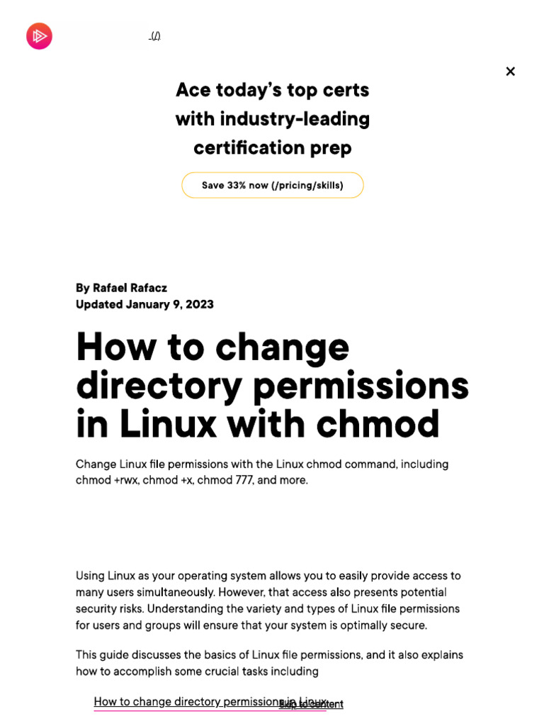 How To Change Directory Permissions in Linux With Chmod | PDF