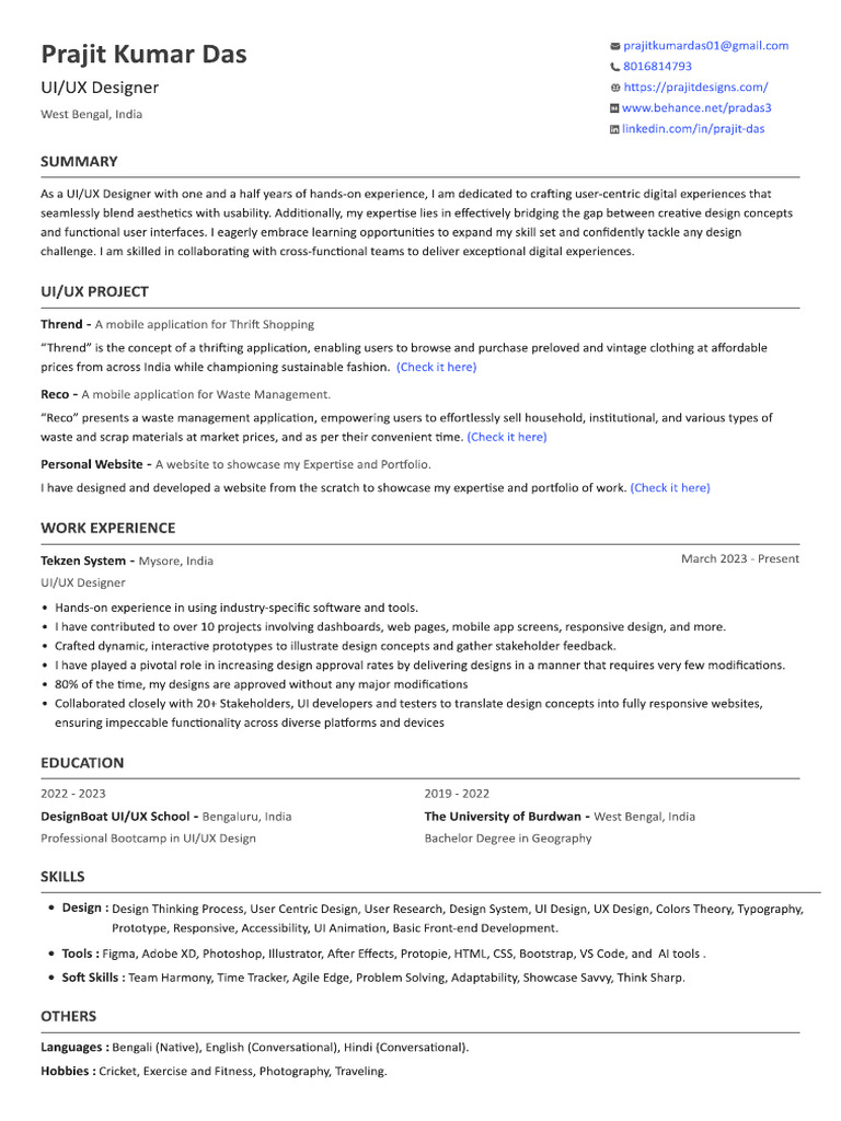 UI/UX Designer Portfolio - Prajit Das | PDF | User Interface | Mobile App