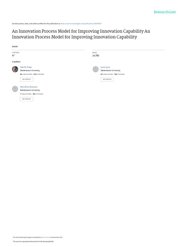 Innovation Process Model for Capability | PDF | Innovation | Business Model
