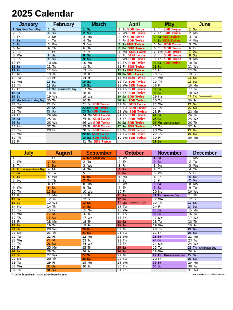 2025 Calendar Portrait in Color | PDF