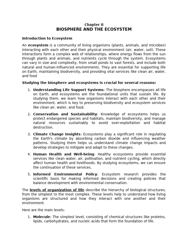 Chapter II Biosphere and The Ecosystem | PDF | Ecosystem | Aquatic ...