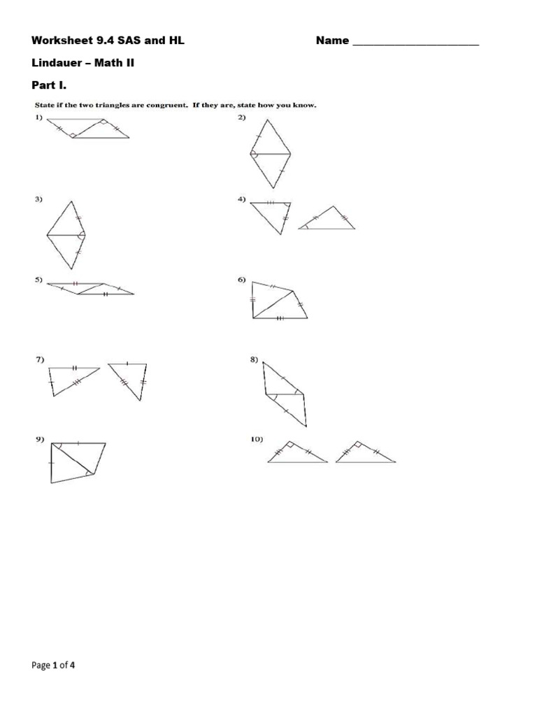 Worksheet 9.4 SAS and HL | PDF