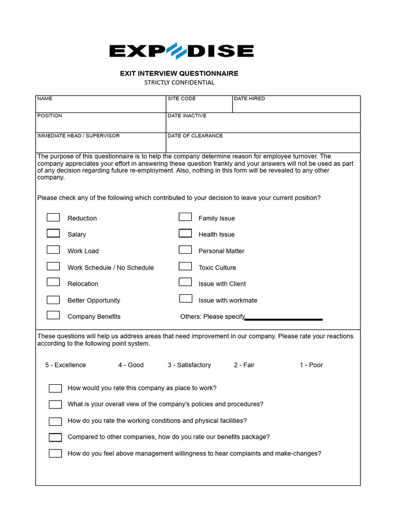Exit Interview Questionnaire Template | PDF | Employment | Economies