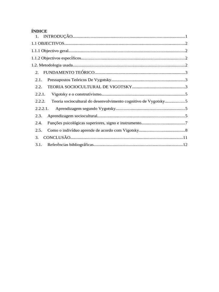 Teoria Sociocultural de Vygotsky | PDF | Aprendizado | Pensamento