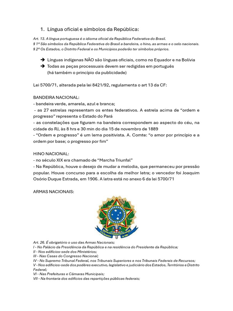 Símbolos e Estrutura da República Brasileira | PDF | Governo | Brasil