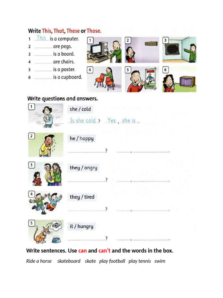 Write Sentences. Use and and The Words in The Box.: Can Can't | PDF