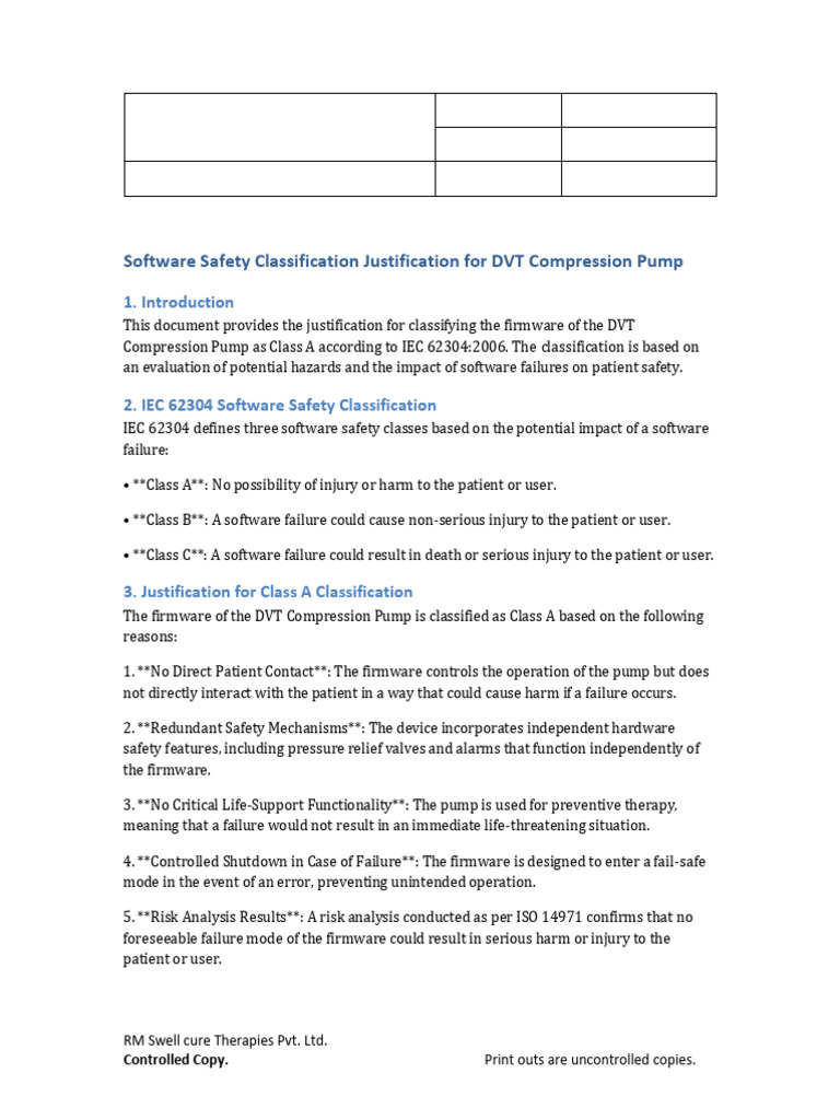 DVT Pump Firmware Safety Classification | PDF | Safety | Pump