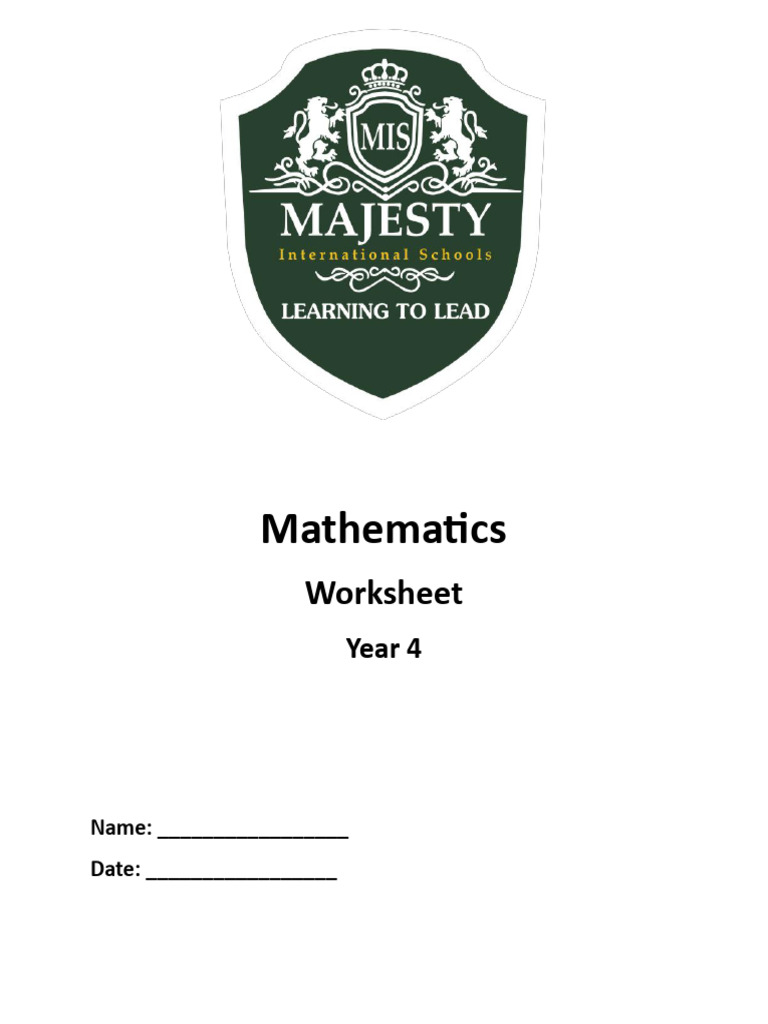 Weekly Worksheet Template Cover Y4 | PDF