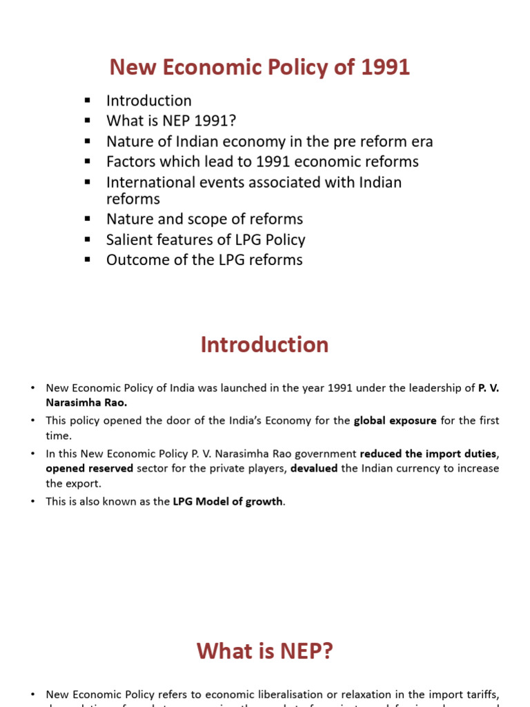 Overview of India's 1991 Economic Policy | PDF | Economy Of India ...