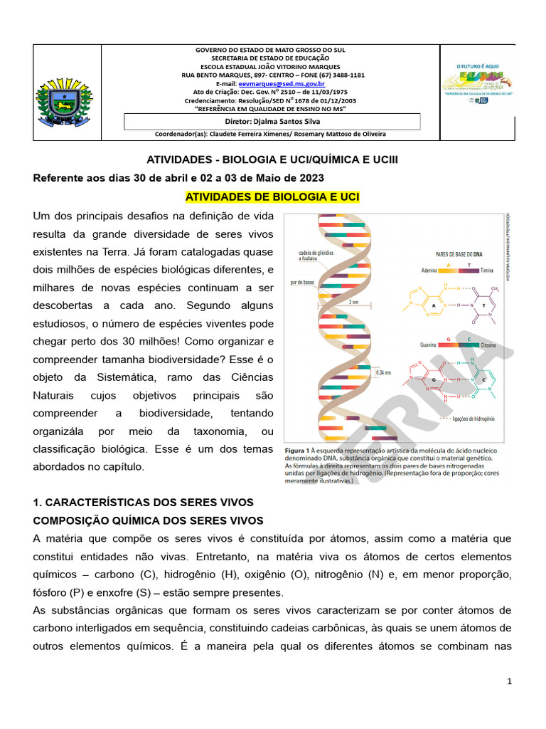 APC - Bio - Qui - UCI - UCIII - 1 Ano | PDF | Química | Organismos