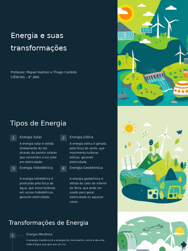 Tipos e Transformações de Energia | PDF | Energia renovável | Energia solar