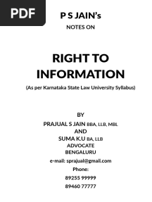 P S JAIN'S RIGHT TO INFORMATION - KSLU (1ST UNIT)