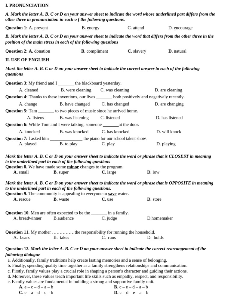 English Language Practice Test | PDF | Energy Conservation