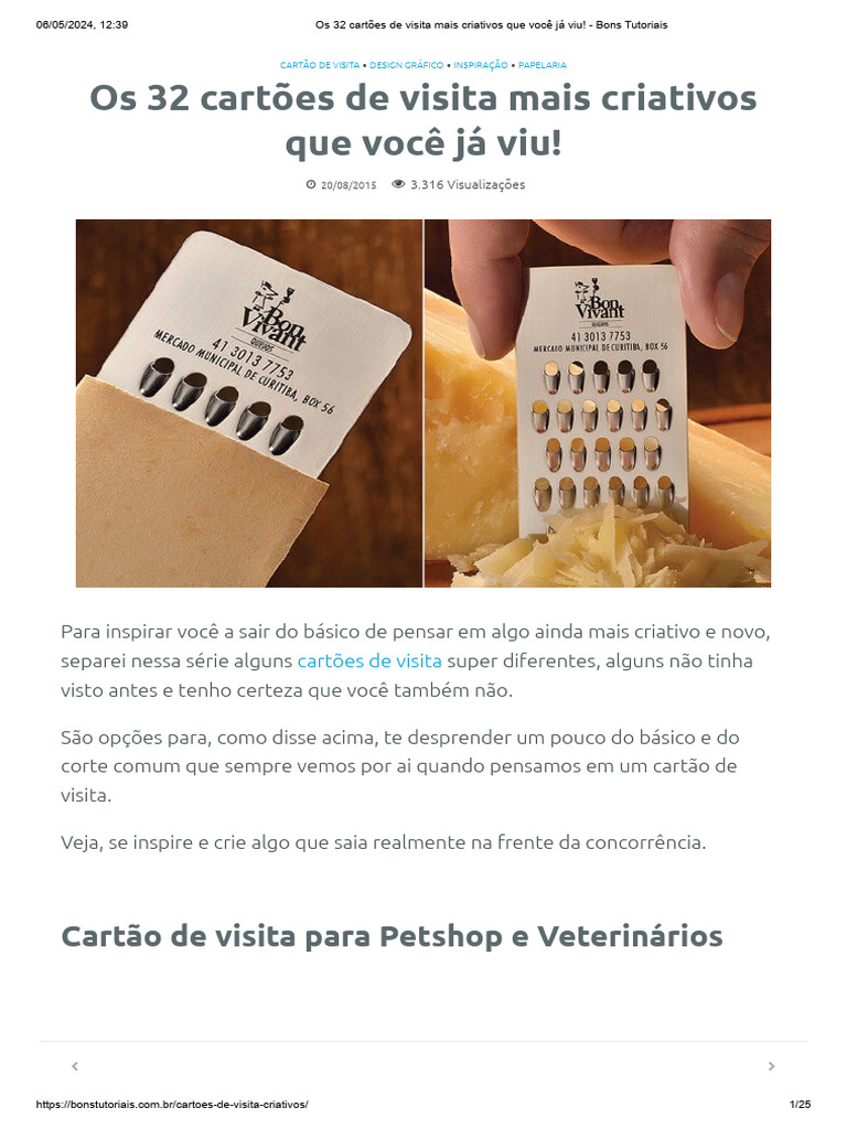 32 Cartões de Visita Criativos e Inovadores | PDF