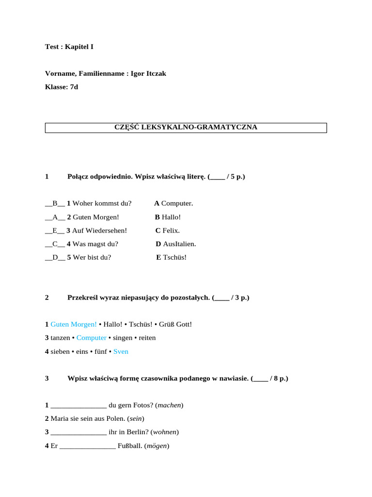 Itczak Igor Kl. 7 D | PDF