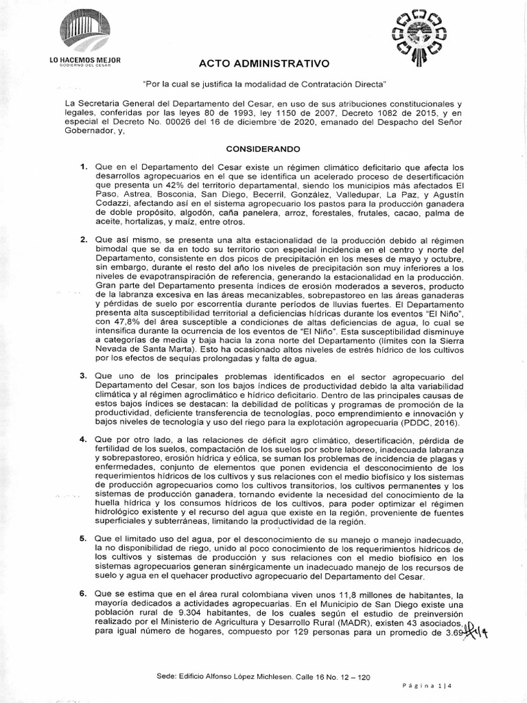 Acto Administrativo de Justificaci%c3%b2n de La Contrataci%c3%b2n D. | PDF