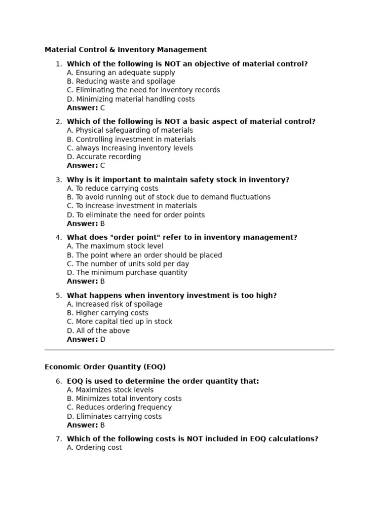 Material Control & Inventory Management Guide | PDF | Inventory | Cost ...
