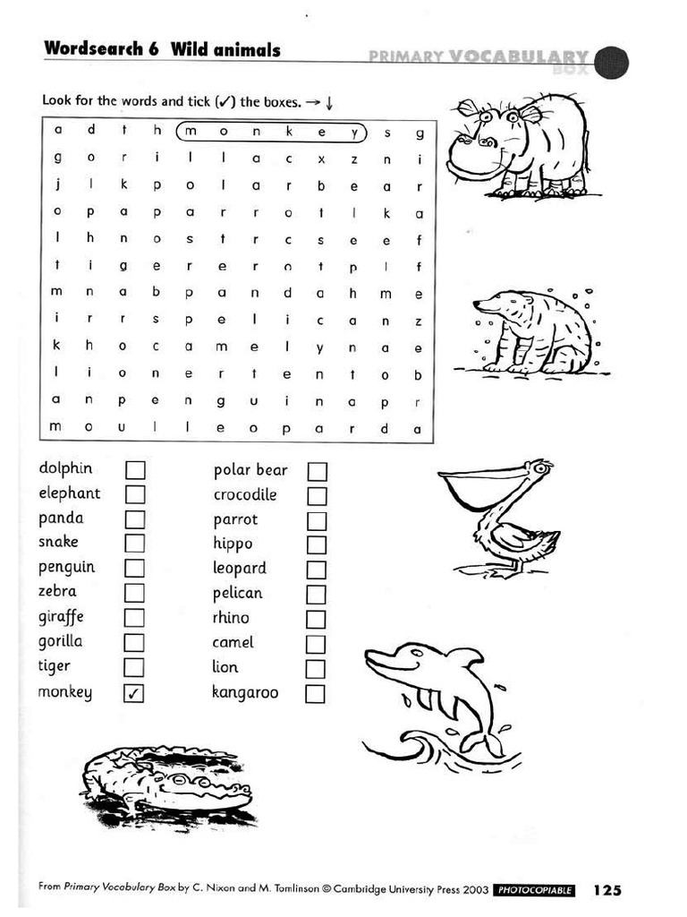 Wild Animal Wordsearch | PDF