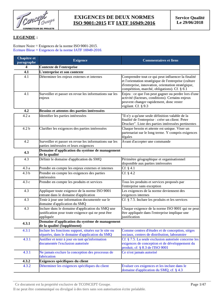 Exigences ISO 9001 et IATF 16949 | PDF | Système de management de la ...