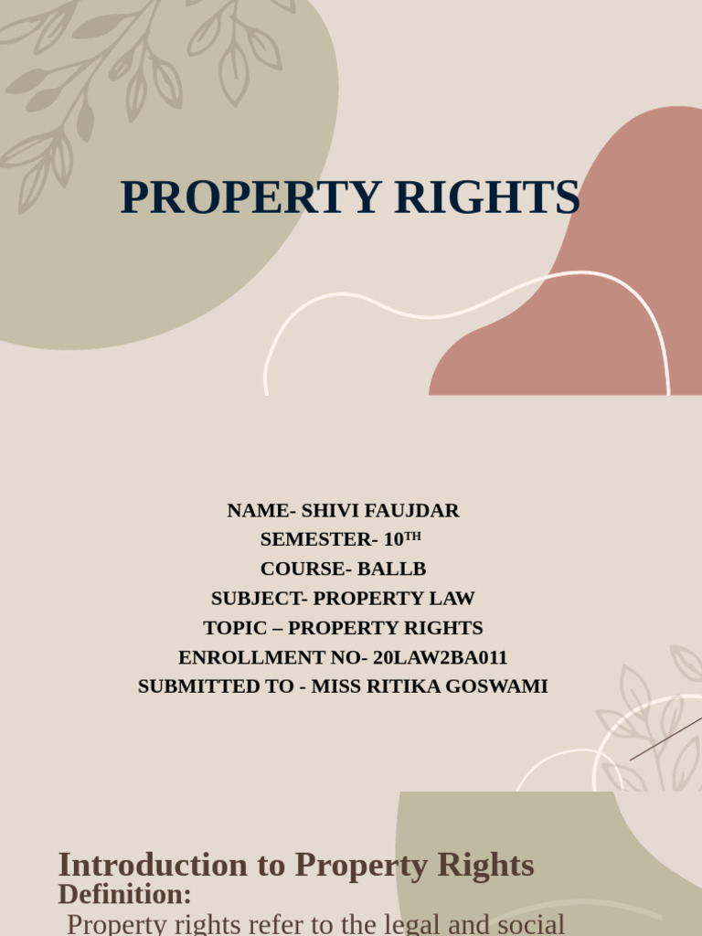 PROPERTY RIGHTS | PDF | Property | Intellectual Property