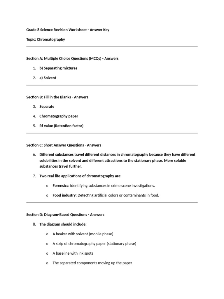 Chromatography Answer Key | PDF