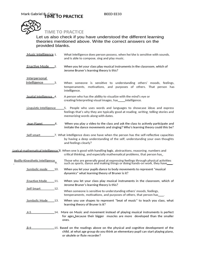 Music Learning Theories and Activities | PDF | Cognitive Psychology ...