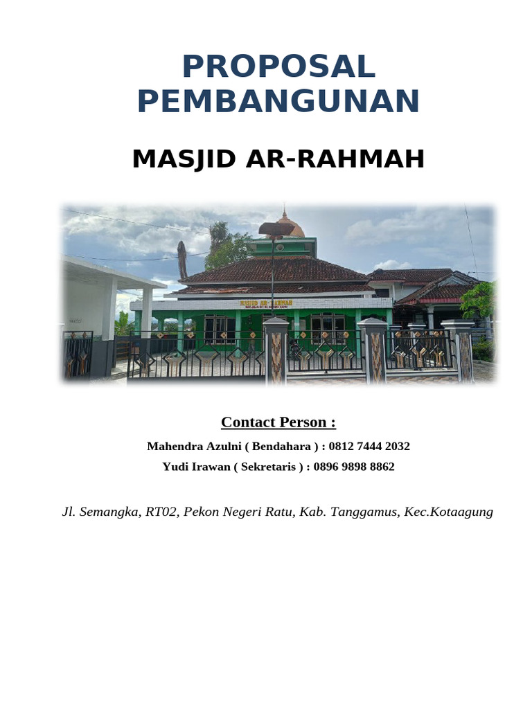 Proposal Pembangunan Masjid Ar-Rahmah | PDF