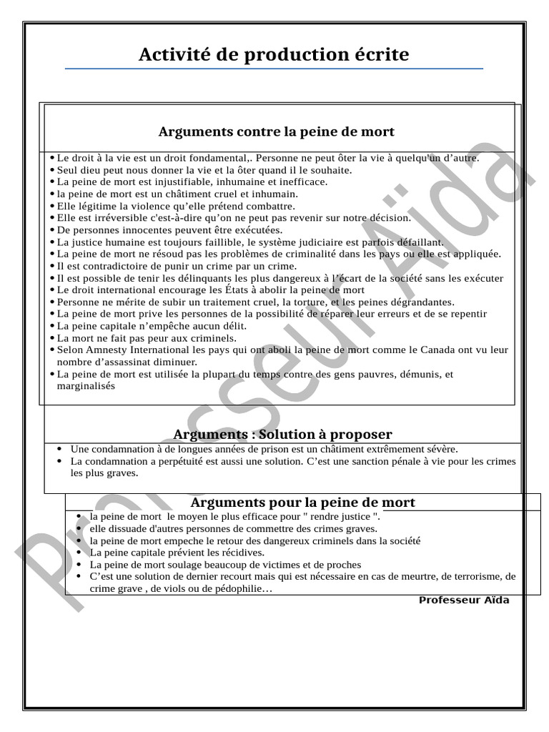 Arguments pour et contre la peine de mort | PDF