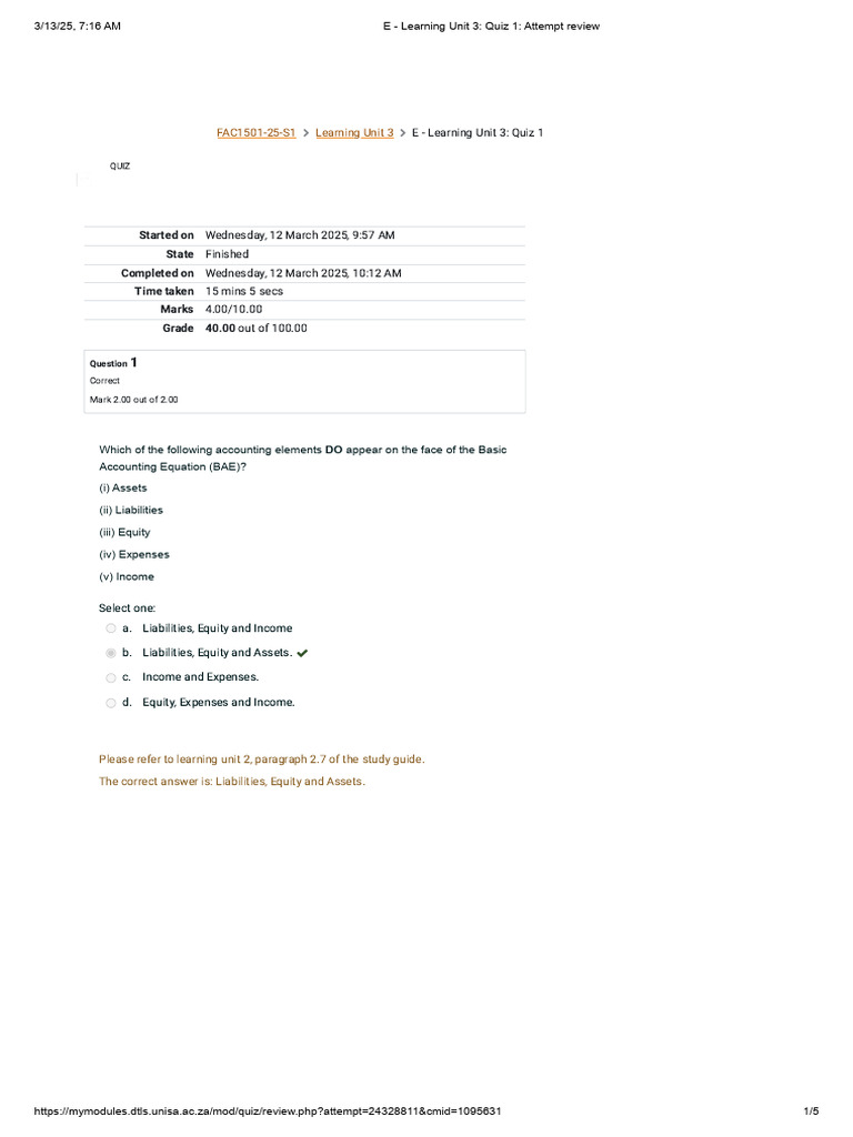 Accounting Quiz 1 Results And Review Pdf Debits And Credits