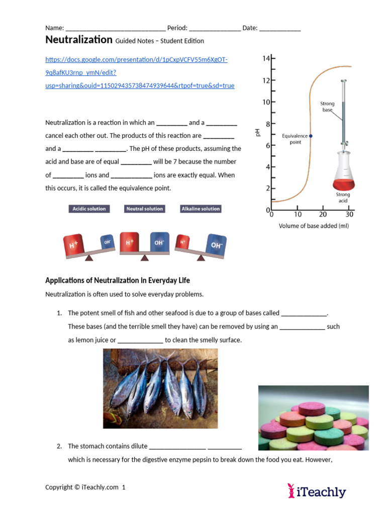 3 12 Guided Notes SE Neutralization | PDF | Acid | Ph