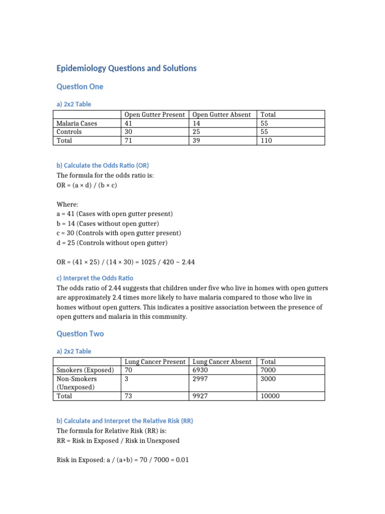 Epidemiology Questions and Solutions | PDF
