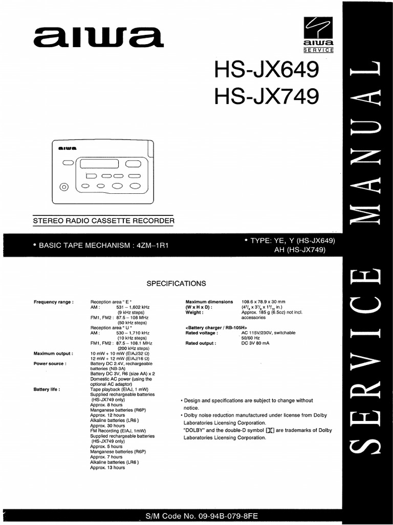 Aiwa - hs-jx649 - hs-jx749 - SM Manual | PDF