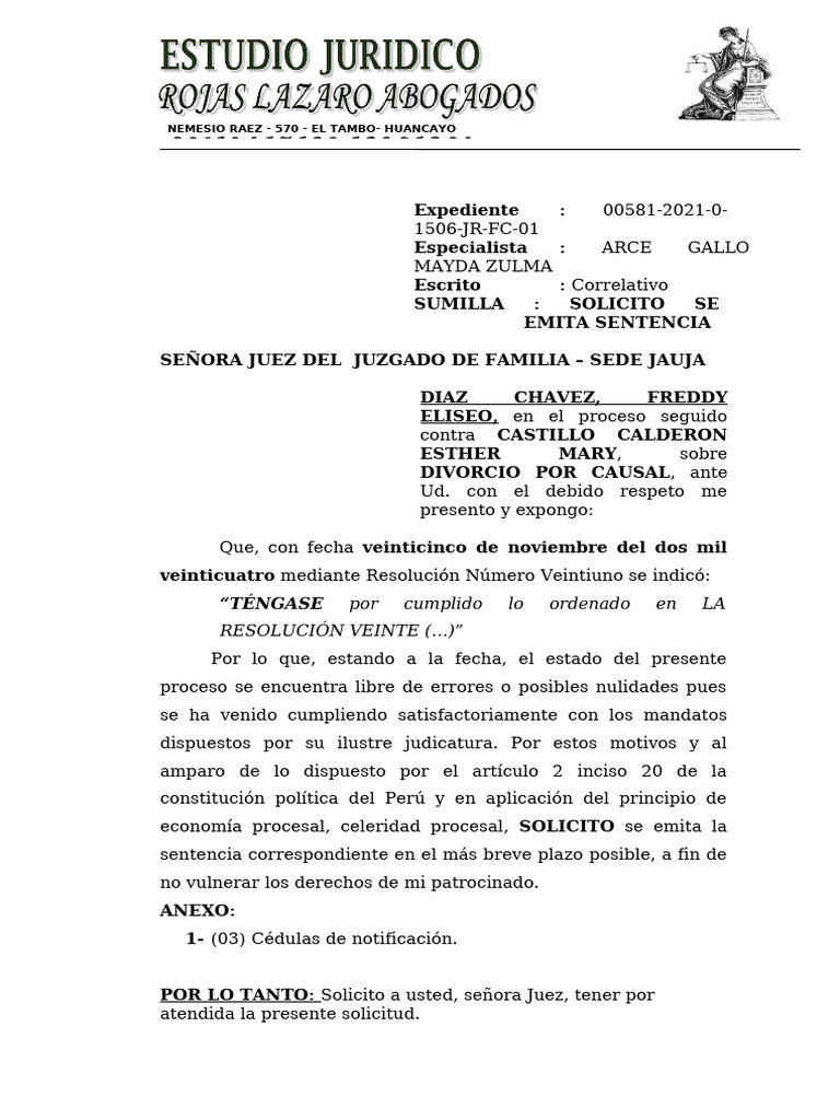 Solicito Se Emita Sentencia | PDF